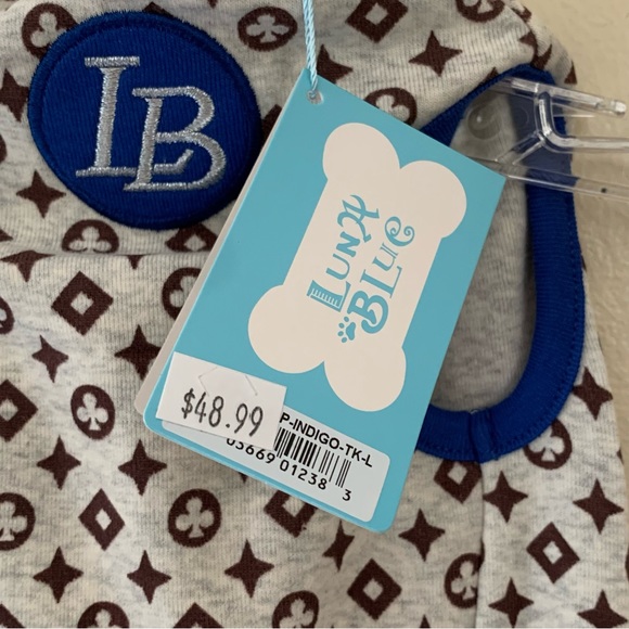 Luna Blue Couture Designer FURRY VUITON Dog Shirt Size Large - Picture 3 of 5